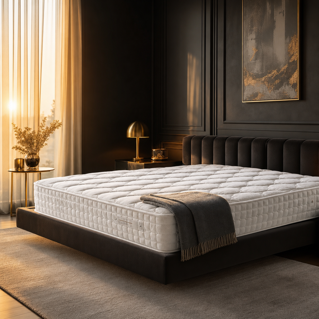 Astra matras in een luxe slaapkamer bij ochtendlicht